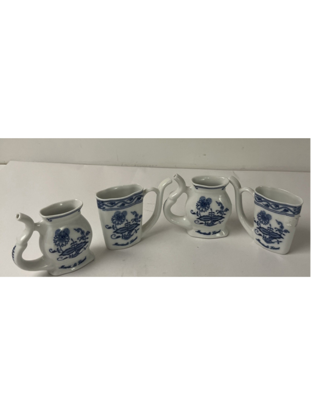 Vintage Carlsbad Karlovy Vary Spa Cups Lot of 4 Original Viva Bohemia Czech Blue